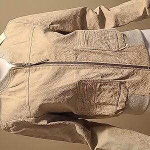 NWT $995 Rebecca Taylor Python Suede Bomber Jacket Cream Snake Size Large